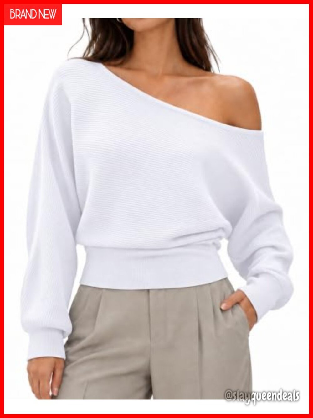 Oversized Off Shoulder Pullover Sweater Boat Neck Knit Jumper